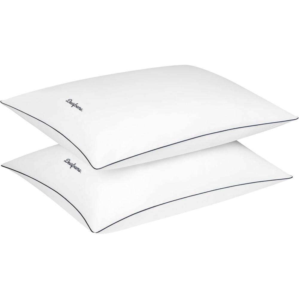 imageDearfoams Bed PillowsSet of 2 StandardQueen Size Luxurious 200 TC Cotton Down Alternative Bed PillowsSupportive for Back Side ampamp Stomach Sleepers