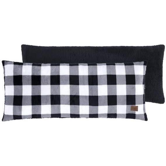 imageDearfoams Navy and White Check Plaid Full Body PillowRoyal Plush with Sherpa Reverse Fabric 48quotx20quot Long PillowBlack and White