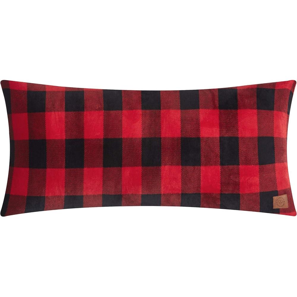 imageDearfoams Navy and White Check Plaid Full Body PillowRoyal Plush with Sherpa Reverse Fabric 48quotx20quot Long PillowRed and Black