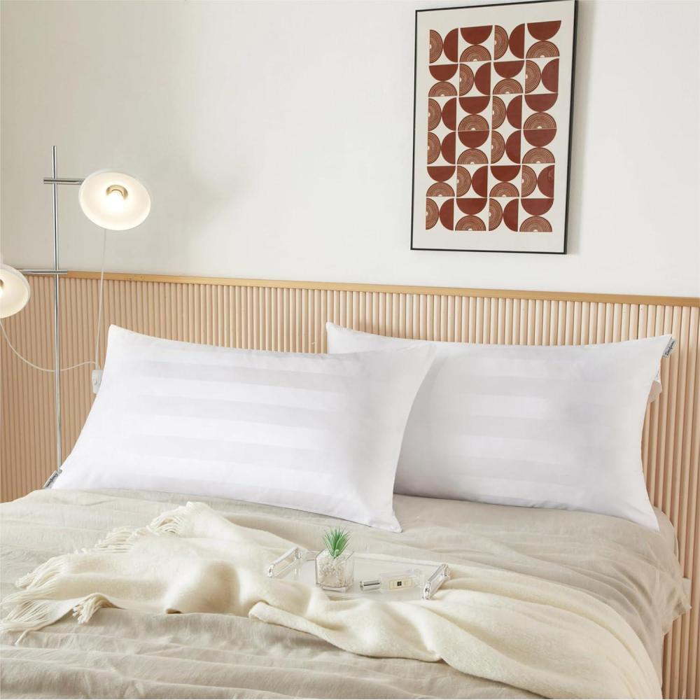 imagedearfoams King Size Jacquard Bed Pillows StandardQueen Jacquared Stripe 2 CountJacquared Stripe