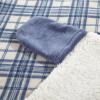 Dearfoams Black and White Buffalo Check Printed Royal Plush with Sherpa Reverse Adult Hooded Throw, 50″x60″(Blue)