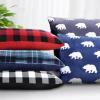 Dearfoams Navy and White Check Plaid Full Body Pillow,Royal Plush with Sherpa Reverse Fabric, 48″x20″ Long Pillow(Black and White)