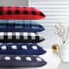 Dearfoams Navy and White Check Plaid Full Body Pillow,Royal Plush with Sherpa Reverse Fabric, 48″x20″ Long Pillow(Black and White)