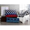 Dearfoams Navy and White Check Plaid Full Body Pillow,Royal Plush with Sherpa Reverse Fabric, 48″x20″ Long Pillow(Black and White)