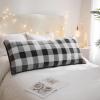 Dearfoams Navy and White Check Plaid Full Body Pillow,Royal Plush with Sherpa Reverse Fabric, 48″x20″ Long Pillow(Grey and White)
