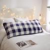 Dearfoams Navy and White Check Plaid Full Body Pillow,Royal Plush with Sherpa Reverse Fabric, 48″x20″ Long Pillow(Navy and White)