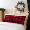 Dearfoams Navy and White Check Plaid Full Body Pillow,Royal Plush with Sherpa Reverse Fabric, 48″x20″ Long Pillow(Red and Black)