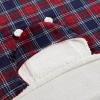 Dearfoams Red Tartan Plaid Printed Royal Plush with Sherpa reverse Kids Hooded Throw,32″x48″
