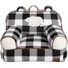 Dearfoams Red and Black Buffalo Check Sherpa Plush Bean Bag Chair with Novelty Ears, Large(Black and White)