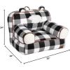 Dearfoams Red and Black Buffalo Check Sherpa Plush Bean Bag Chair with Novelty Ears, Large(Black and White)