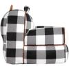 Dearfoams Red and Black Buffalo Check Sherpa Plush Bean Bag Chair with Novelty Ears, Large(Black and White)