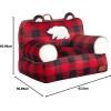 Dearfoams Red and Black Buffalo Check Sherpa Plush Bean Bag Chair with Novelty Ears, Large(Red and Black)