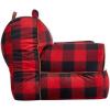 Dearfoams Red and Black Buffalo Check Sherpa Plush Bean Bag Chair with Novelty Ears, Large(Red and Black)
