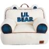 Dearfoams Red and Black Buffalo Check Sherpa Plush Bean Bag Chair with Novelty Ears, Large(White and Navy)