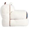 Dearfoams Red and Black Buffalo Check Sherpa Plush Bean Bag Chair with Novelty Ears, Large(White and Navy)