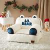 Dearfoams Red and Black Buffalo Check Sherpa Plush Bean Bag Chair with Novelty Ears, Large(White and Navy)