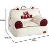 Dearfoams Red and Black Buffalo Check Sherpa Plush Bean Bag Chair with Novelty Ears, Large(White and Red)