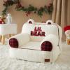 Dearfoams Red and Black Buffalo Check Sherpa Plush Bean Bag Chair with Novelty Ears, Large(White and Red)