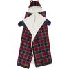 Dearfoams Black and White Buffalo Check Printed Royal Plush with Sherpa Reverse Adult Hooded Throw, 50″x60″(Red)