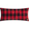 Dearfoams Navy and White Check Plaid Full Body Pillow,Royal Plush with Sherpa Reverse Fabric, 48″x20″ Long Pillow(Red and Black)