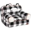 Dearfoams Red and Black Buffalo Check Sherpa Plush Bean Bag Chair with Novelty Ears, Large(Black and White)