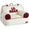 Dearfoams Red and Black Buffalo Check Sherpa Plush Bean Bag Chair with Novelty Ears, Large(White and Red)