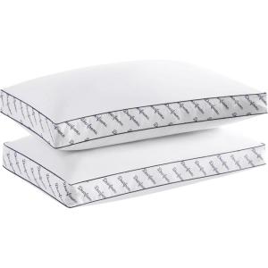 Dearfoams King Size 3″ Gusset Bed Pillows, White 2 Count
