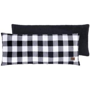Dearfoams Navy and White Check Plaid Full Body Pillow,Royal Plush with Sherpa Reverse Fabric, 48″x20″ Long Pillow(Black and White)