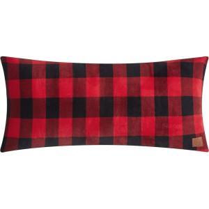 Dearfoams Navy and White Check Plaid Full Body Pillow,Royal Plush with Sherpa Reverse Fabric, 48″x20″ Long Pillow(Red and Black)