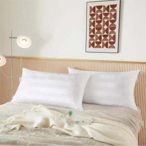 dearfoams King Size Jacquard Bed Pillows, Standard/Queen, Jacquared Stripe 2 Count(Jacquared Stripe)