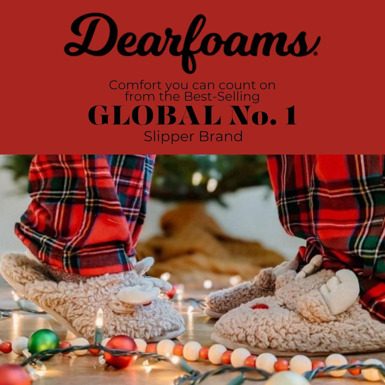 imageDearfoams Matching Family Holiday Christmas Reindeer ampamp Turkey ScuffMens Reindeer