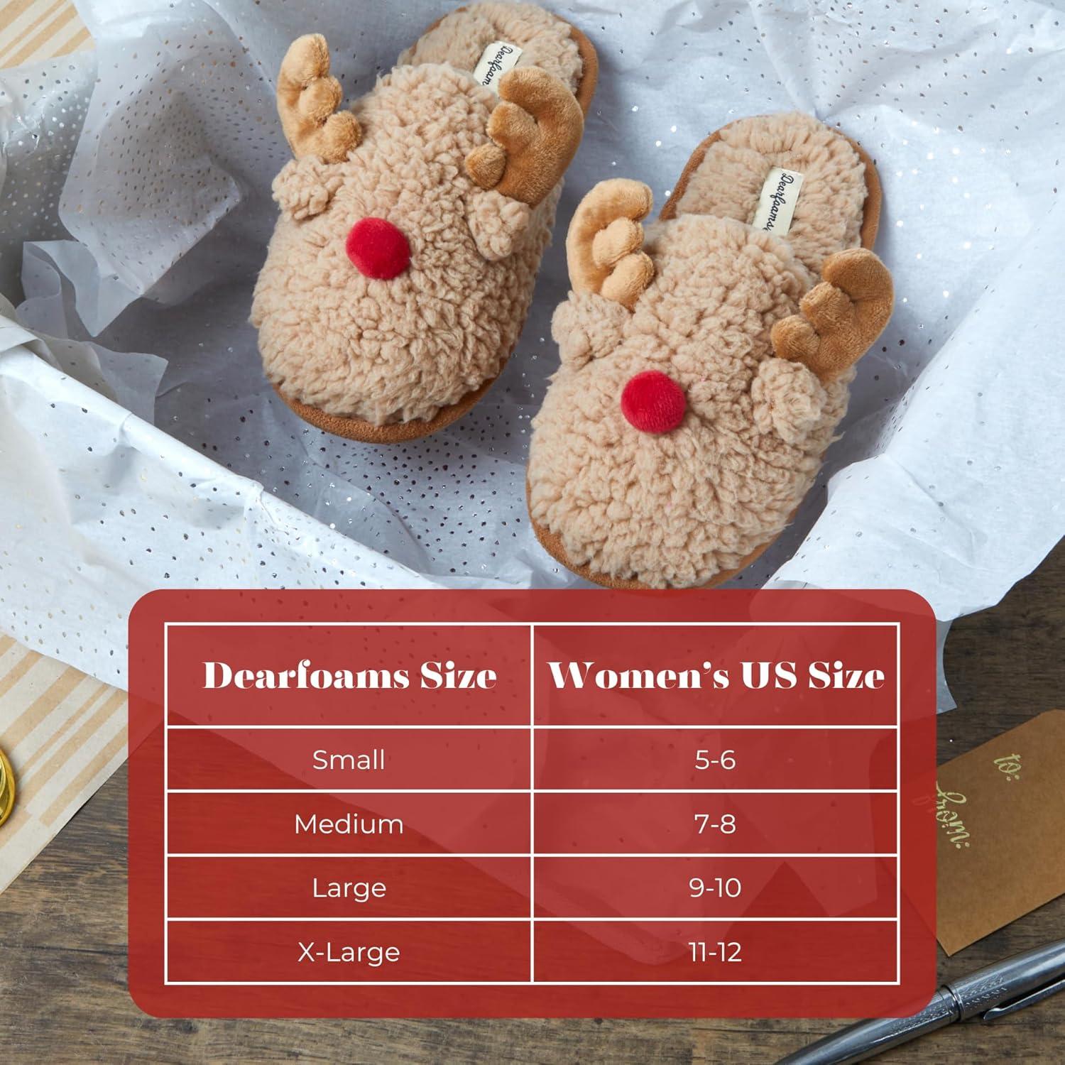 imageDearfoams Matching Family Holiday Christmas Reindeer ampamp Turkey ScuffWomens Reindeer