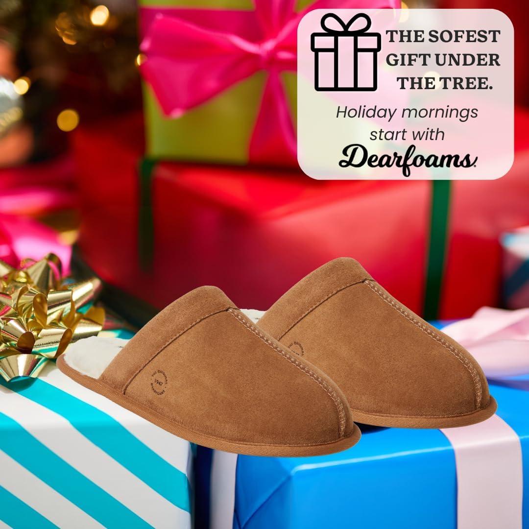 imageDearfoams Mens Bradford Genuine Suede House Shoe Scuff SlipperChestnut 2