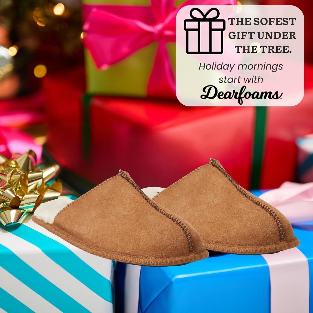 imageDearfoams Mens Bradford Genuine Suede House Shoe Scuff SlipperChestnut