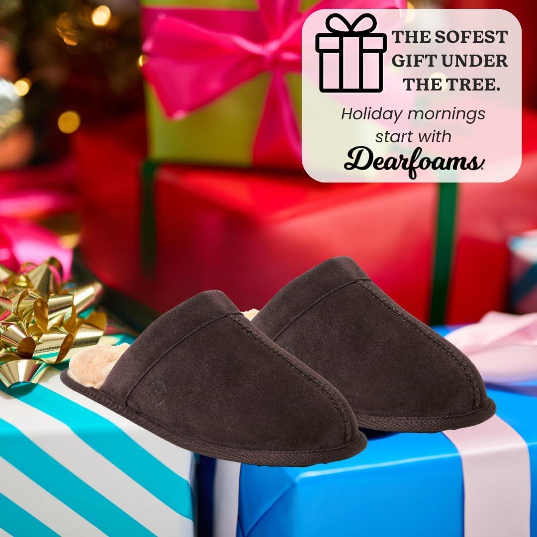 imageDearfoams Mens Bradford Genuine Suede House Shoe Scuff SlipperCoffee