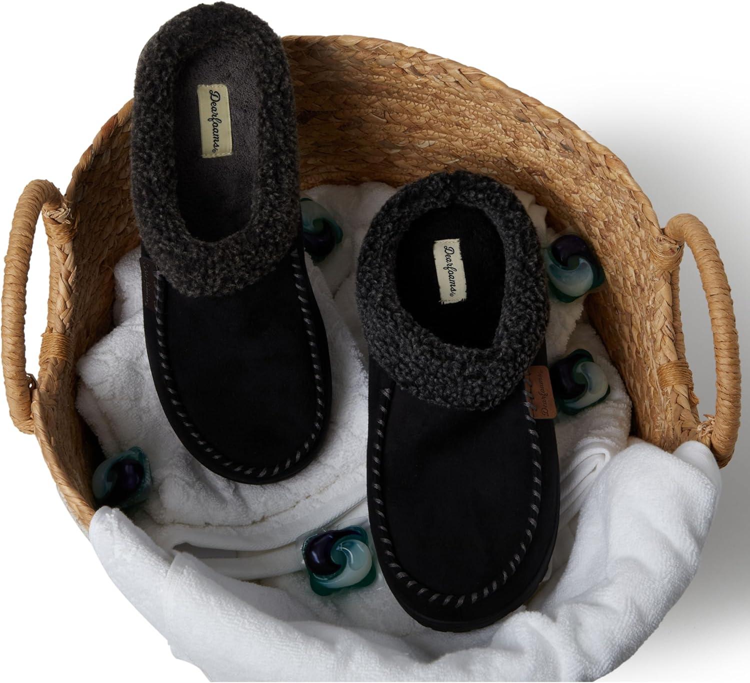 imageDearfoams Mens Brendan IndoorOutdoor Breathable Memory Foam Clog House Shoe with Wide Widths SlipperBlack 2