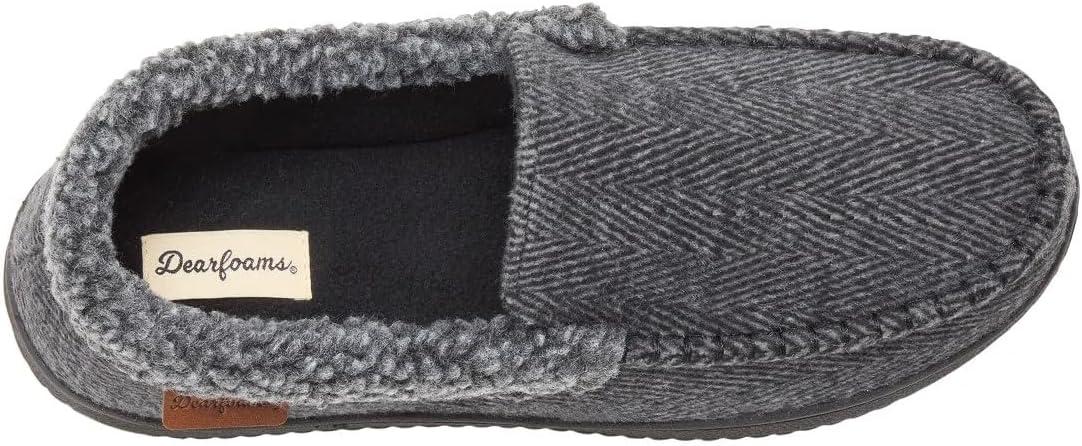 imageDearfoams Mens Brendan IndoorOutdoor Breathable Memory Foam Clog House Shoe with Wide Widths SlipperGrey