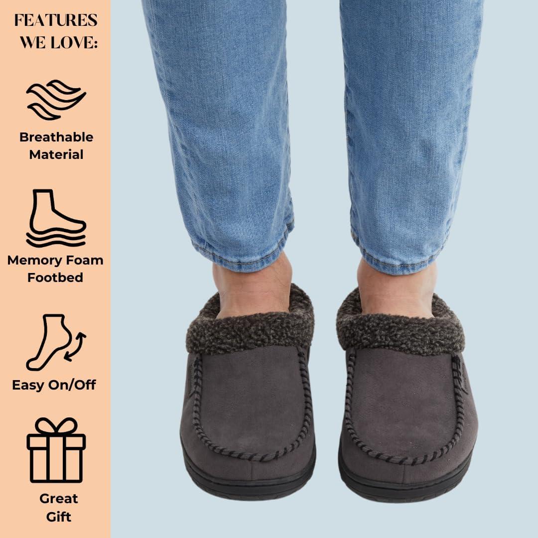 imageDearfoams Mens Brendan IndoorOutdoor Breathable Memory Foam Clog House Shoe with Wide Widths SlipperPavement