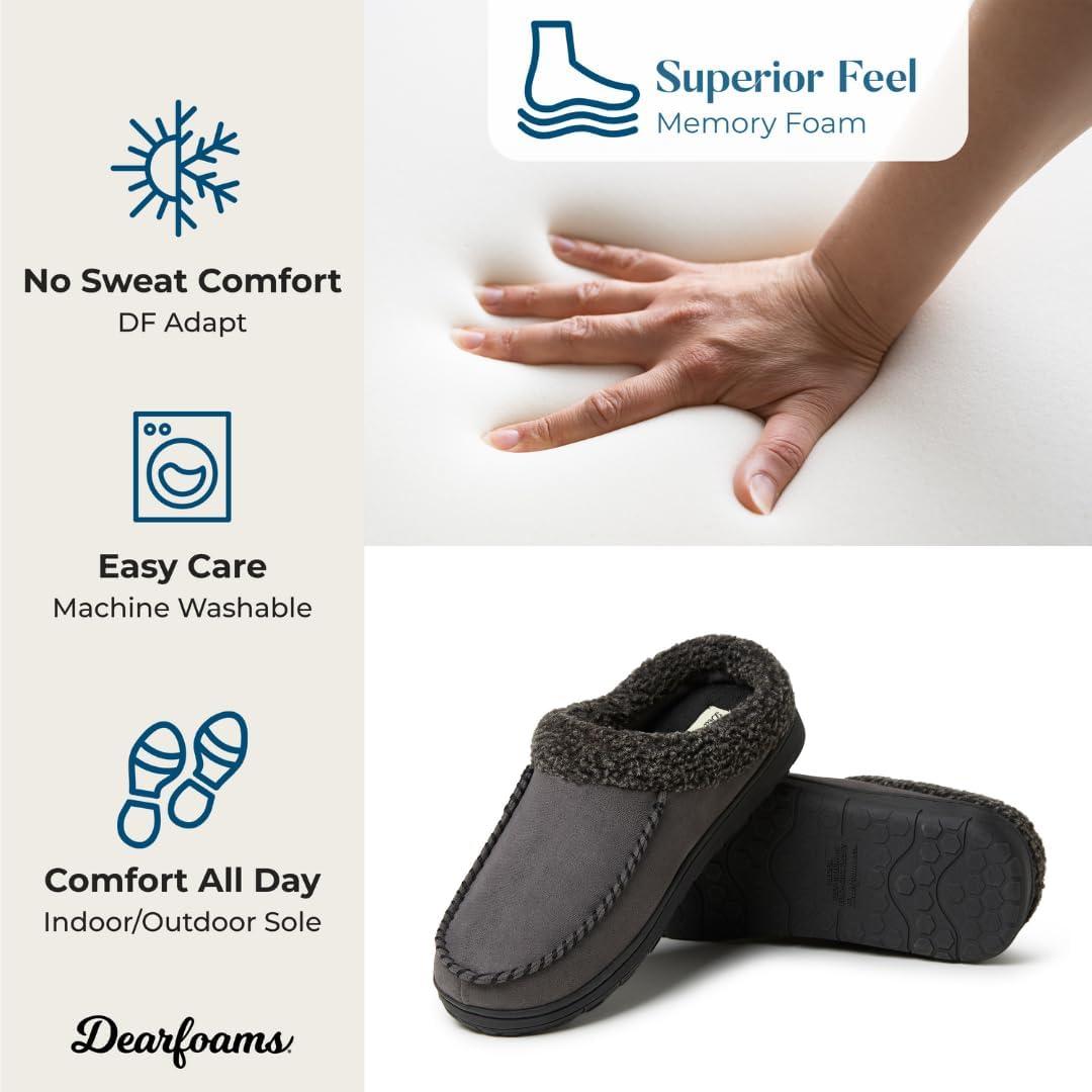 imageDearfoams Mens Brendan IndoorOutdoor Breathable Memory Foam Clog House Shoe with Wide Widths SlipperPavement