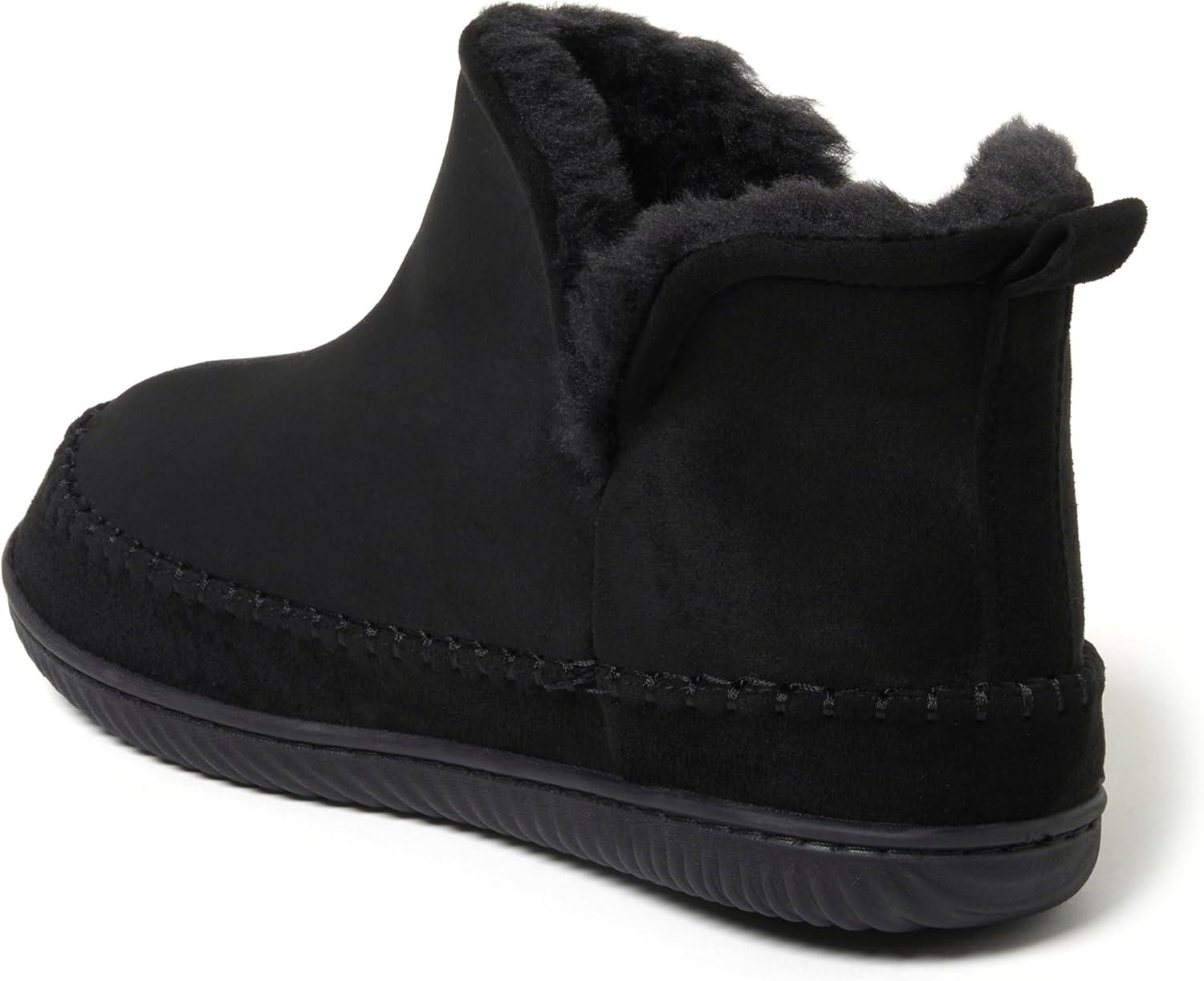 imageDearfoams Mens Memory Foam Indoor House Slippers Brixen Ankle Boot House Shoes Gifts for MenBlack