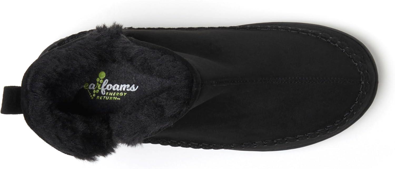 imageDearfoams Mens Memory Foam Indoor House Slippers Brixen Ankle Boot House Shoes Gifts for MenBlack