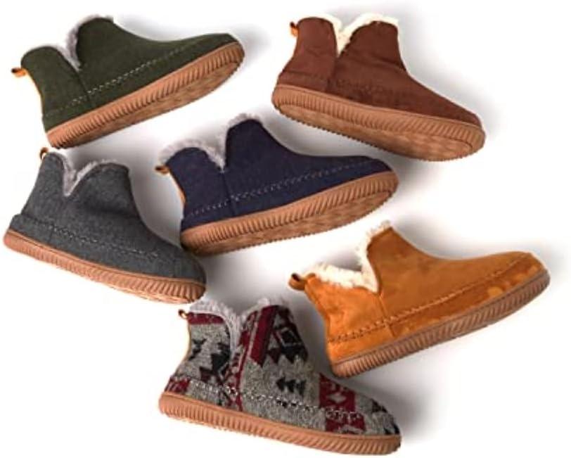 imageDearfoams Mens Memory Foam Indoor House Slippers Brixen Ankle Boot House Shoes Gifts for MenBrown Multi