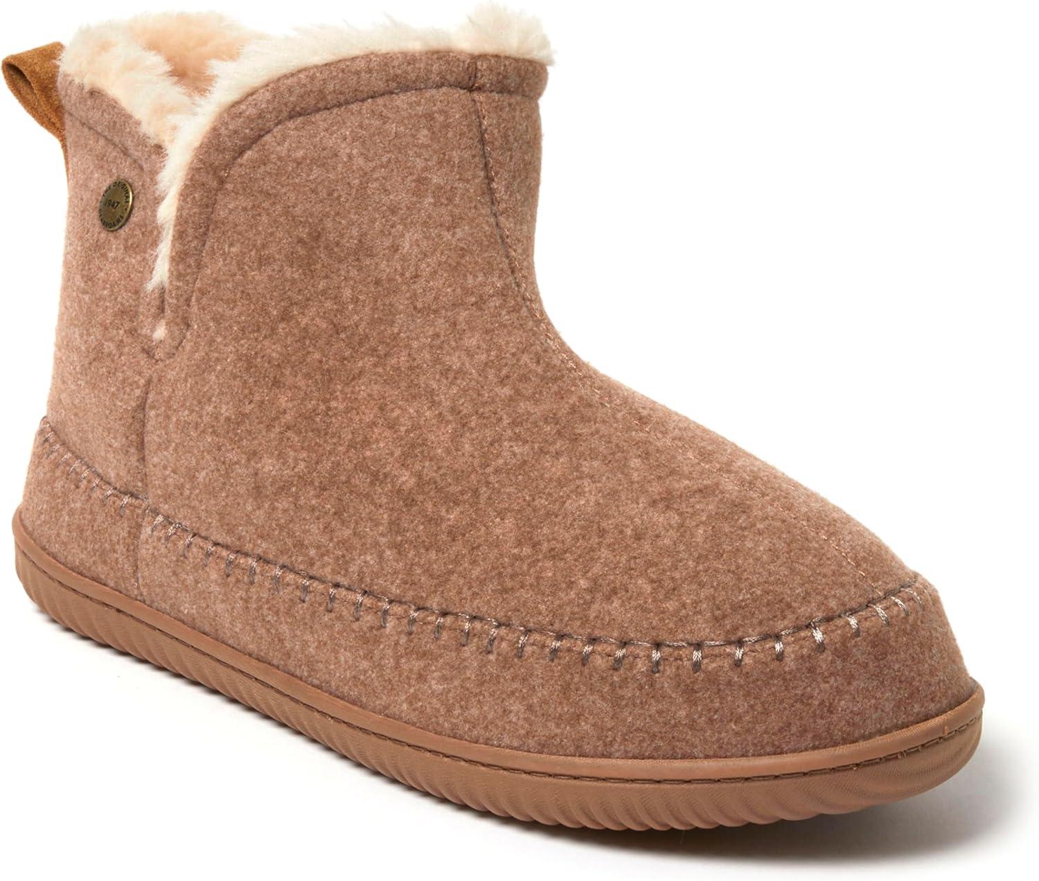 imageDearfoams Mens Memory Foam Indoor House Slippers Brixen Ankle Boot House Shoes Gifts for MenChestnut