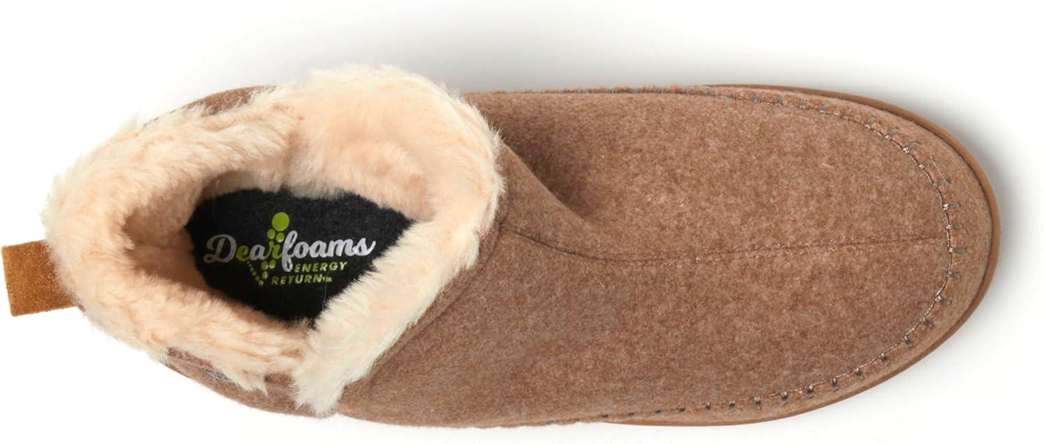 imageDearfoams Mens Memory Foam Indoor House Slippers Brixen Ankle Boot House Shoes Gifts for MenChestnut