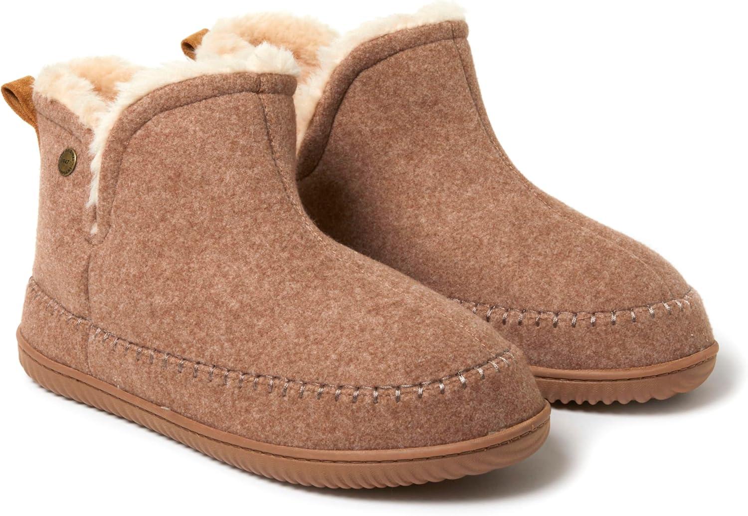 imageDearfoams Mens Memory Foam Indoor House Slippers Brixen Ankle Boot House Shoes Gifts for MenChestnut