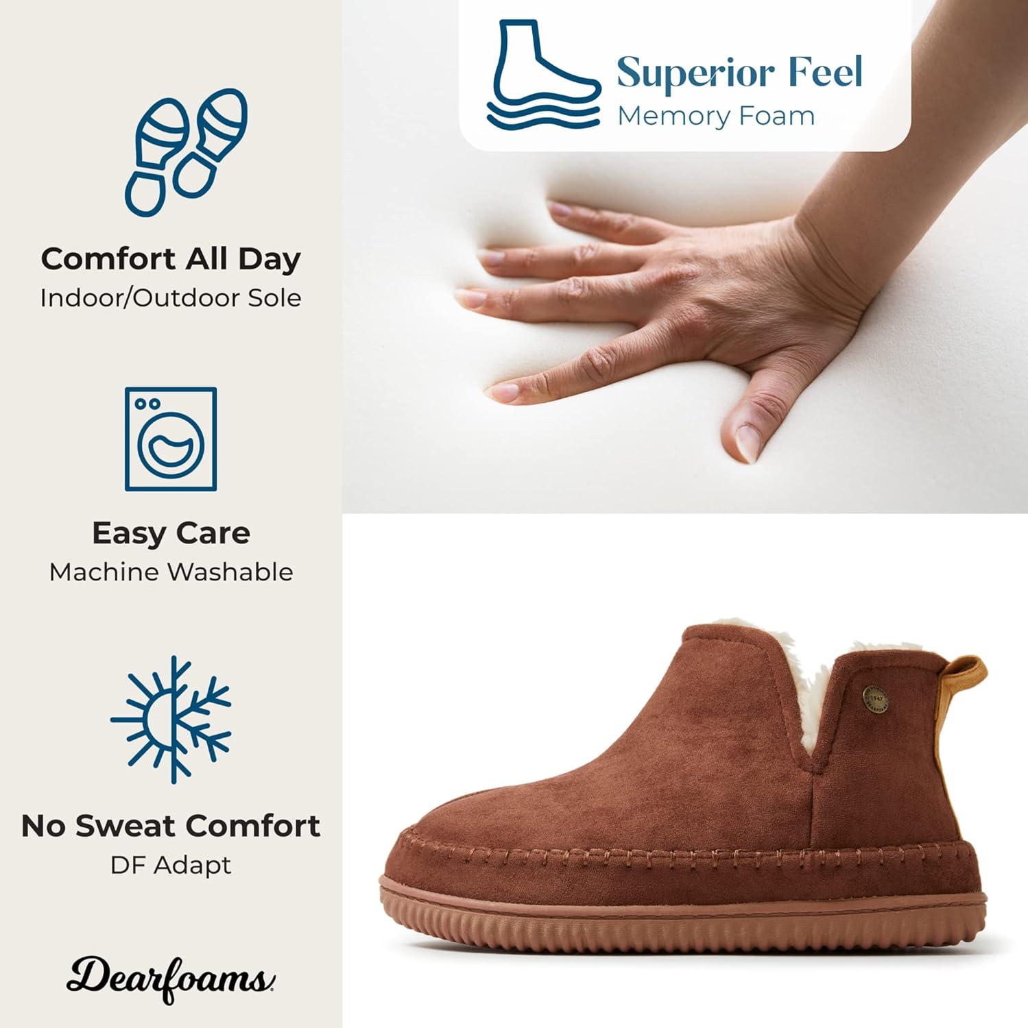 imageDearfoams Mens Memory Foam Indoor House Slippers Brixen Ankle Boot House Shoes Gifts for MenPotting Soil