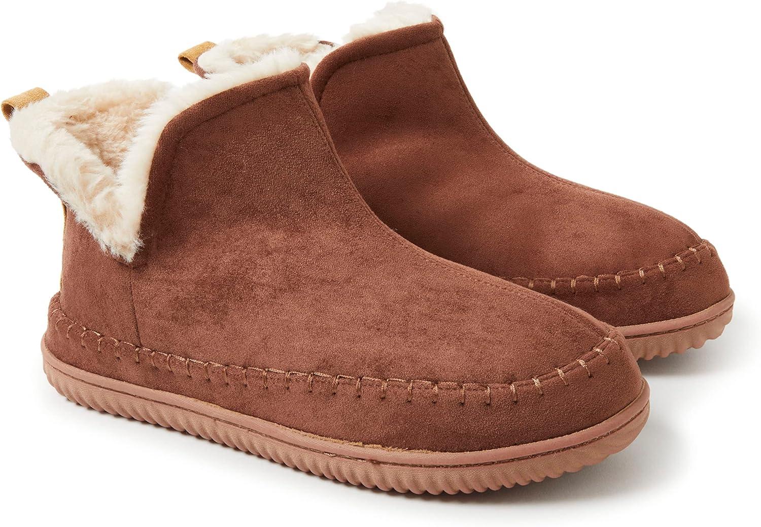 imageDearfoams Mens Memory Foam Indoor House Slippers Brixen Ankle Boot House Shoes Gifts for MenPotting Soil