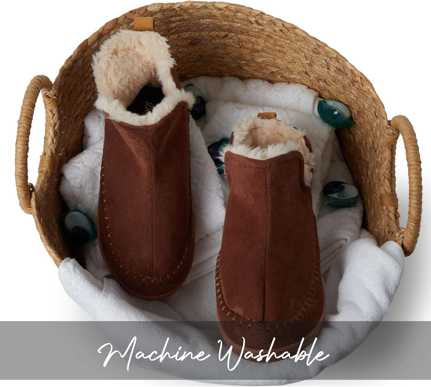 imageDearfoams Mens Memory Foam Indoor House Slippers Brixen Ankle Boot House Shoes Gifts for MenPotting Soil