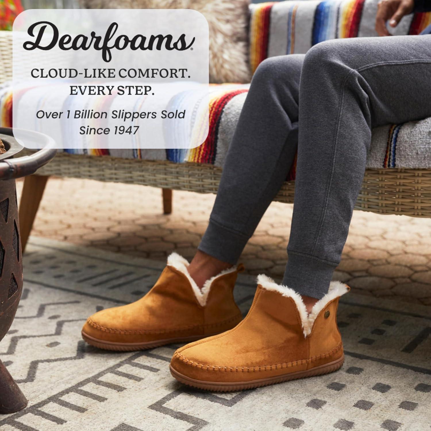 imageDearfoams Mens Memory Foam Indoor House Slippers Brixen Ankle Boot House Shoes Gifts for MenWhiskey