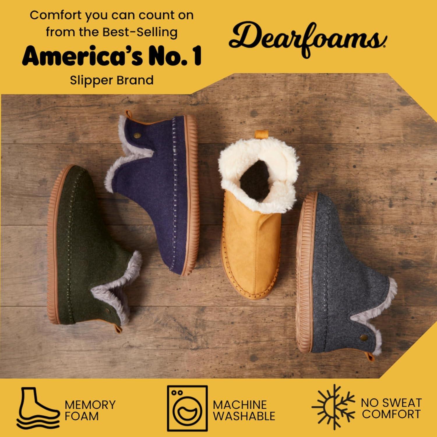 imageDearfoams Mens Memory Foam Indoor House Slippers Brixen Ankle Boot House Shoes Gifts for MenWhiskey